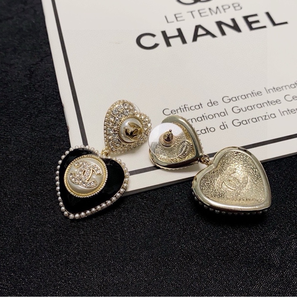 Chanel Chic Heart - Shaped Earrings with CC Logo
